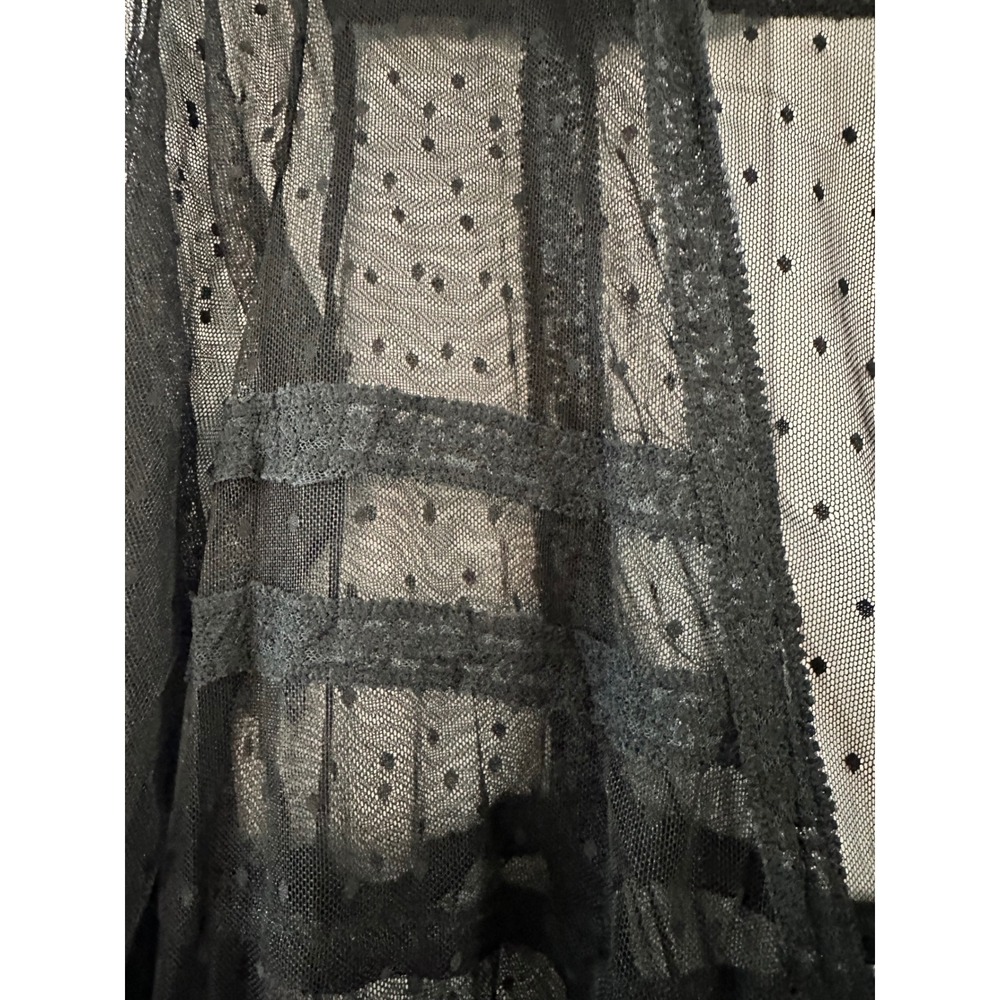 HAYDEN LOS ANGELES Black Sheer Polka Dot Lace Trim Kimono Duster Size‎ S M - Picture 2 of 4